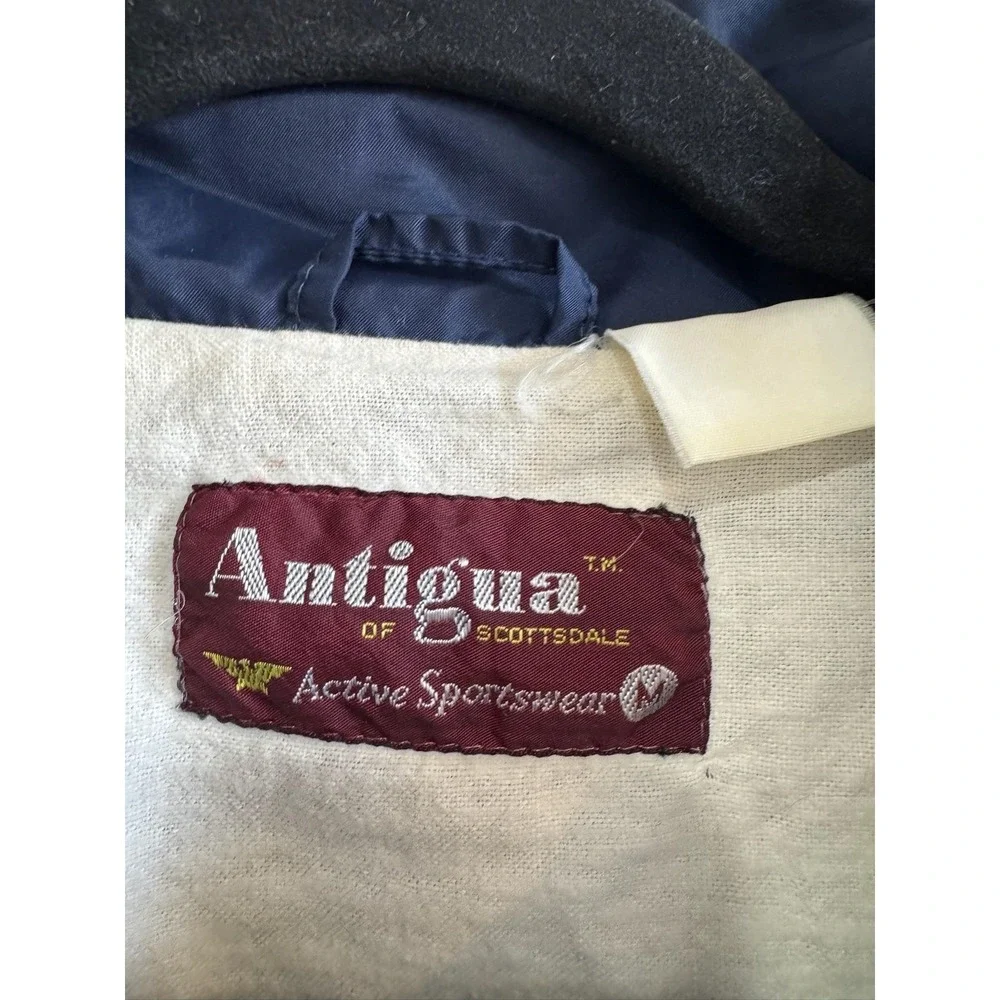 Antigua Jacket Mens Medium Blue Snap Front Lined Golf Windbreaker Country Club‎